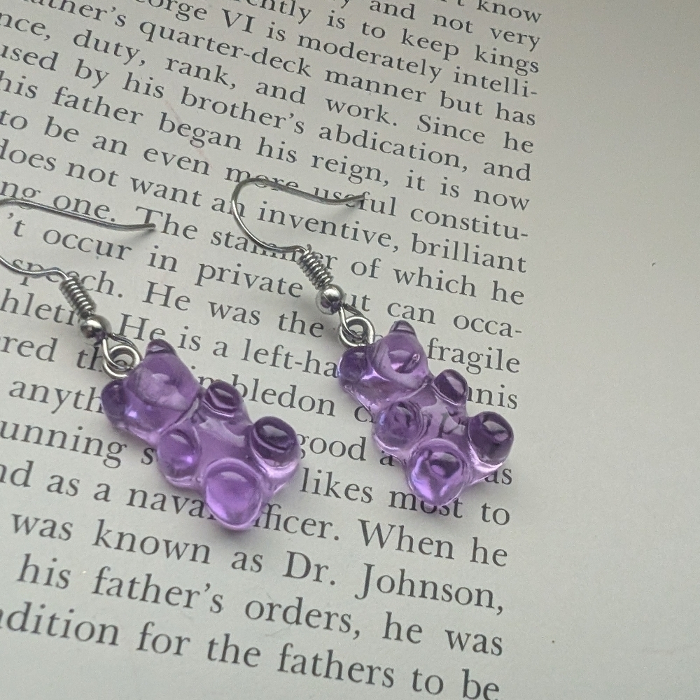 Elegant Purple gummy Bear Dangle Earrings